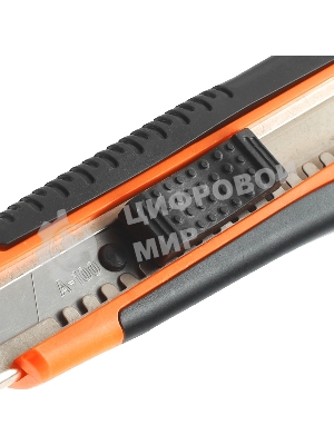 Нож строительный PATRIOT, CKA-182, с выдвижным сегментированным лезвием, автофиксатор, двухкомпонентный пластиковый корпус,18мм