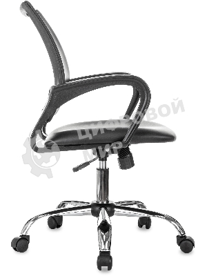 Кресло компьютерное Бюрократ CH-695NSL черный, экокожа, крестов. металл хром