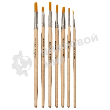 Набор кистей Silwerhof Монстрики (набор 7шт) синтетика круглая №1-5/плоская № 4,6 деревянная, лакированная ручка