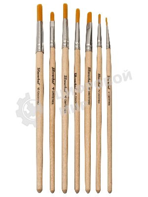 Набор кистей Silwerhof Монстрики (набор 7шт) синтетика круглая №1-5/плоская № 4,6 деревянная, лакированная ручка