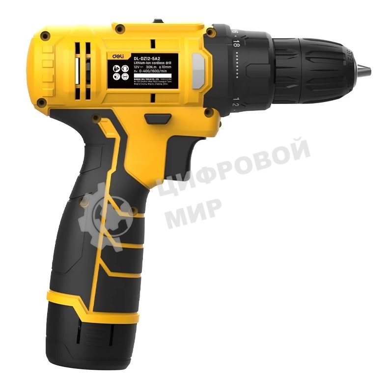 Дрель-шуруповерт аккумуляторная Deli DL-DZ12-5A2, 12В, 1 АКБ, Кейс