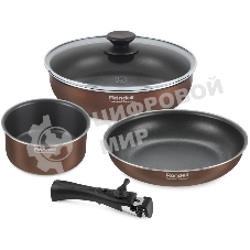 Набор посуды 5 предм. (сковорода24х5 см, сотейник с/кр 26х7,3 см, ковш 16х8 см, съемная ручка)