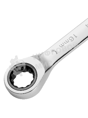 Ключ комбинированный Denzel, с трещеткой, 16 мм