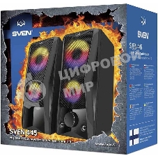 Акустическая система Sven 445, черный, USB, 2.0,2x3 Вт(RMS), подсветка