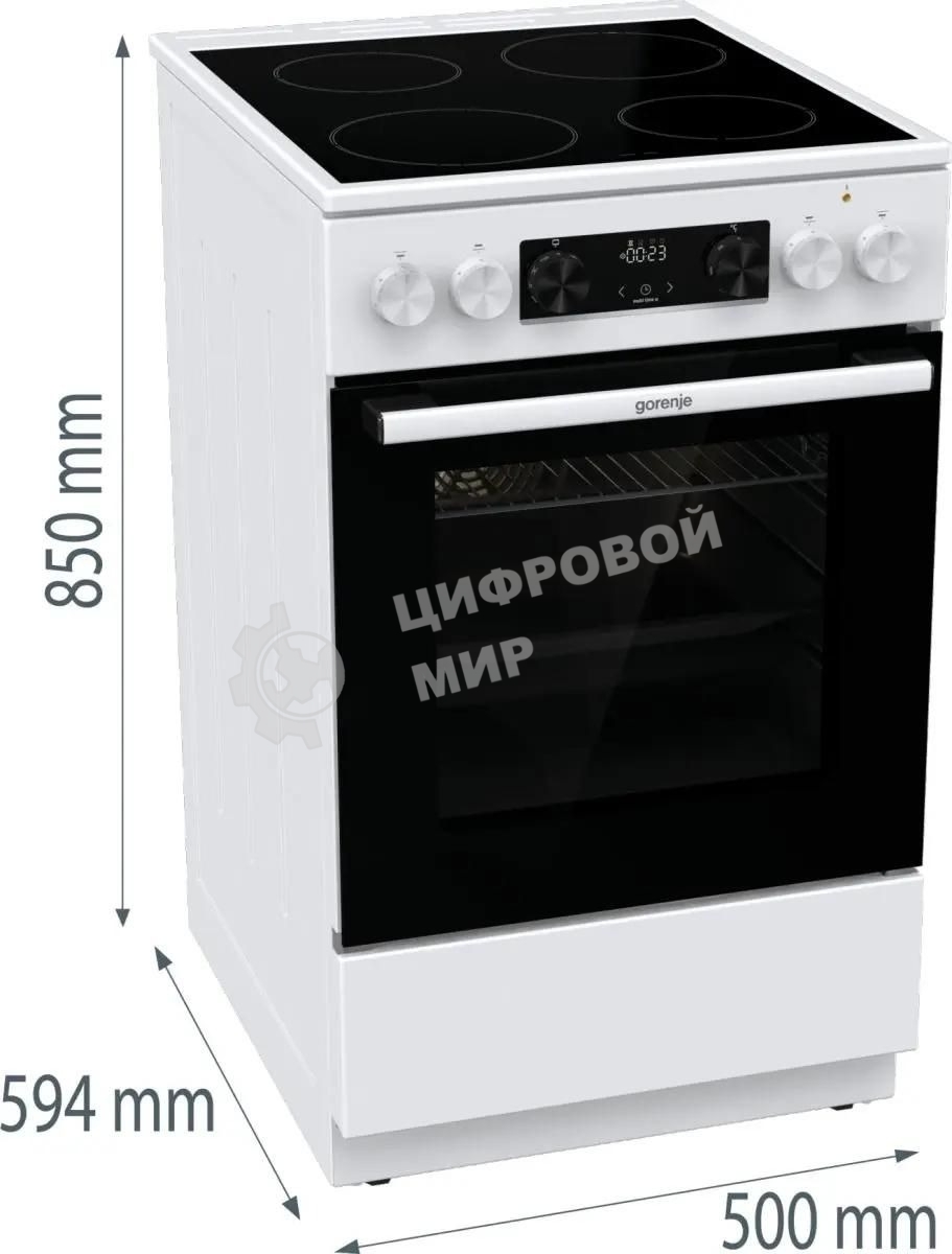 Плита электрическая Gorenje GEC5C61WG белый, конфорок 4 электрических, духовка 70 л, 50 см x 85 см x 59.4 см (без крышки)