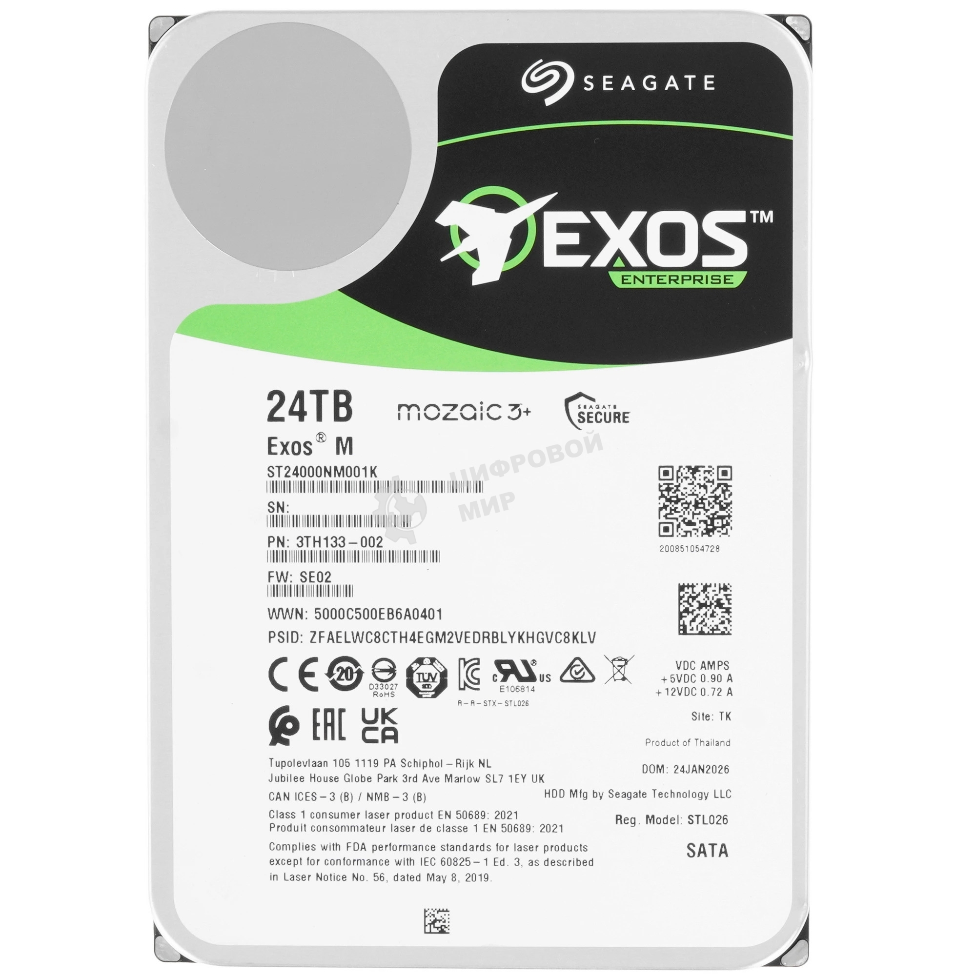 Жесткий диск HDD Seagate Exos M 24Tb 7200rpm SATA 512Mb 3.5