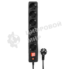 Сетевой фильтр Гарнизон ECL-6-B-1.8, 6 р, 10А, 1.8 м, ур.защиты 4, черный, пакет