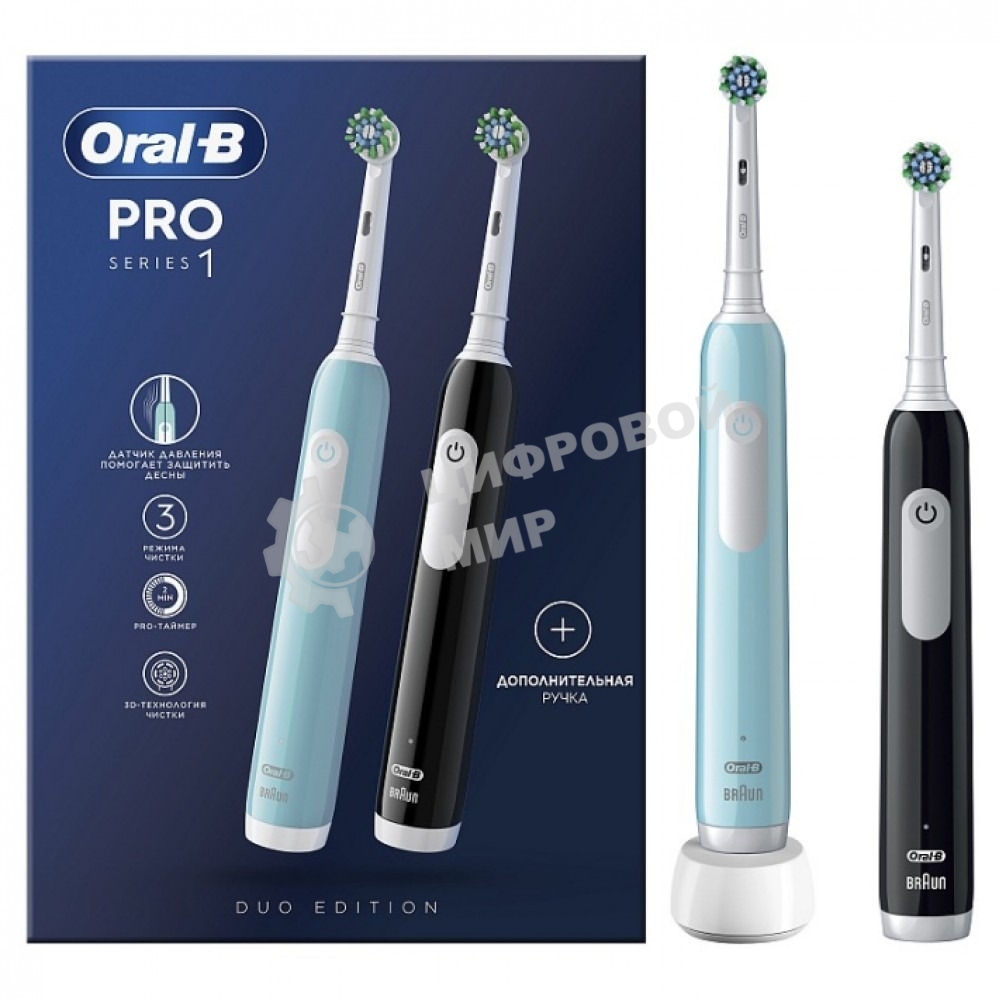 Набор электрических зубных щеток Oral-B Pro Series 1 бирюзовый/черный