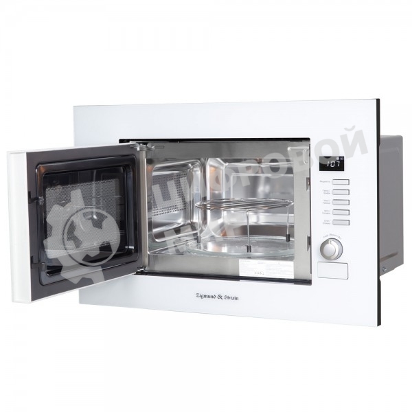 Встраиваемая микроволновая печь Zigmund & Shtain BMO 21 W белый, 20 л, 1200 Вт, переключатели - поворотный механизм/кнопки