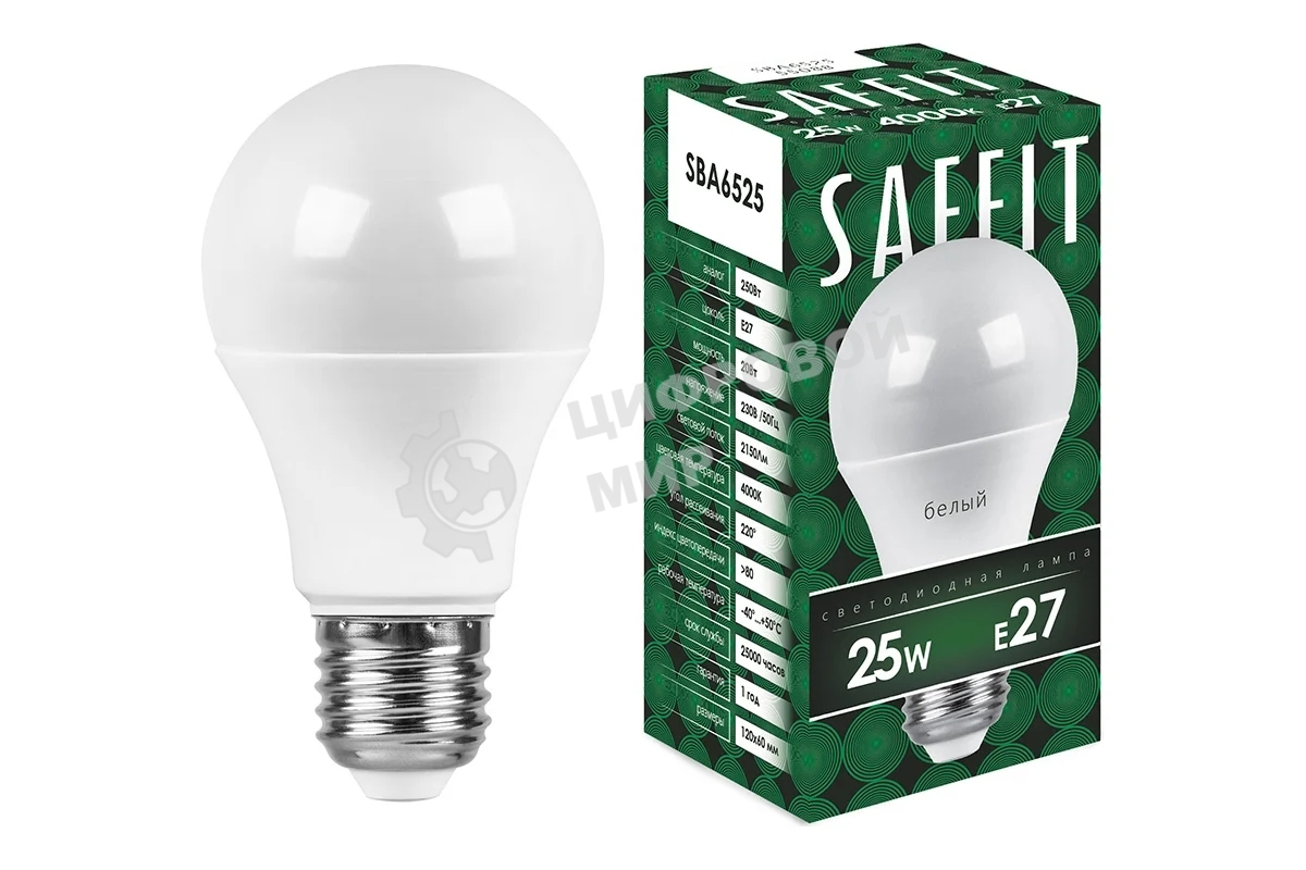 Лампа светодиодная SAFFIT SBA6525 (55088) 25Вт Е27 белый