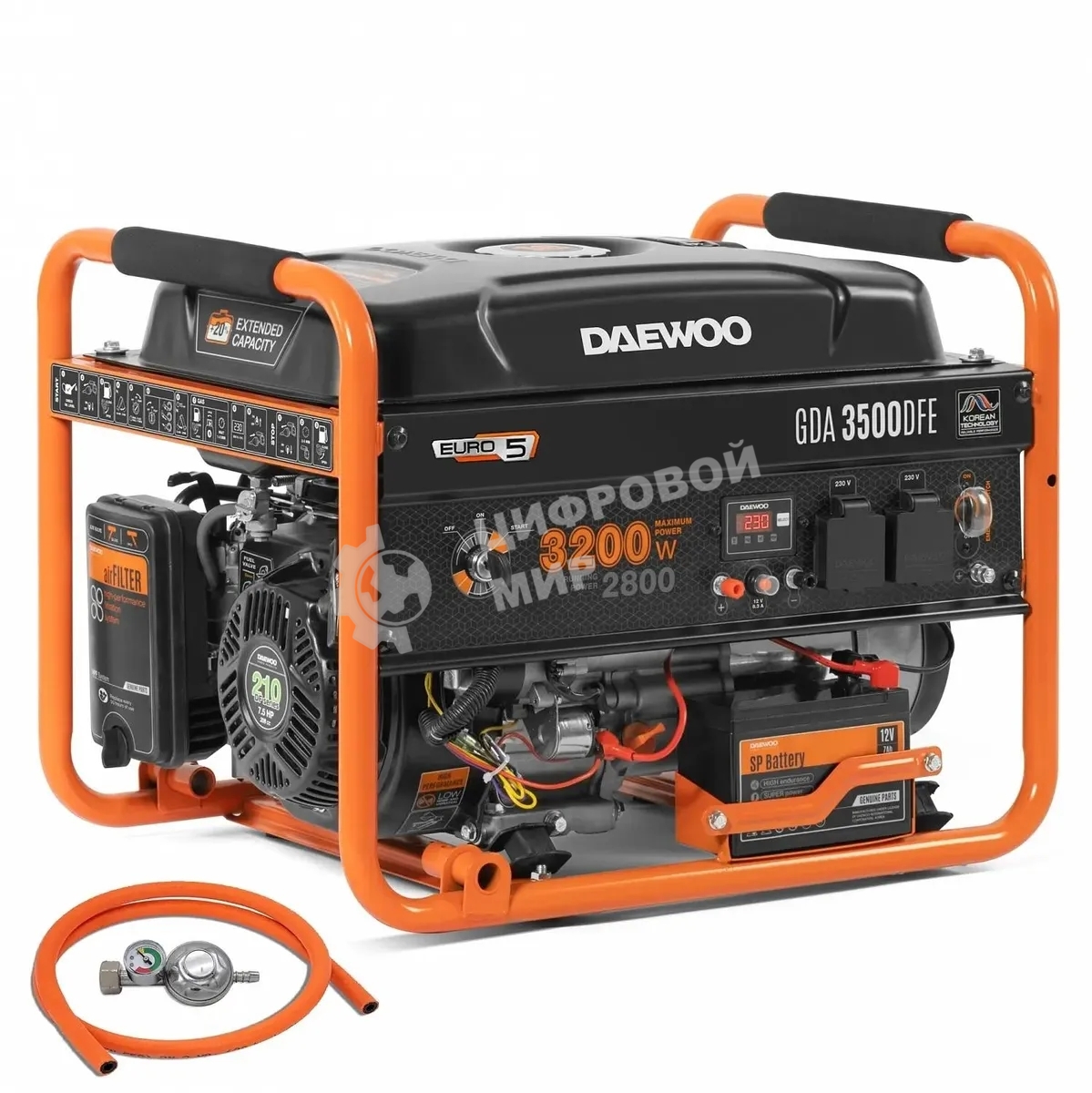 Генератор DAEWOO GDA 3500 DFE бак 18л быстрый запуск бензиновый + газ