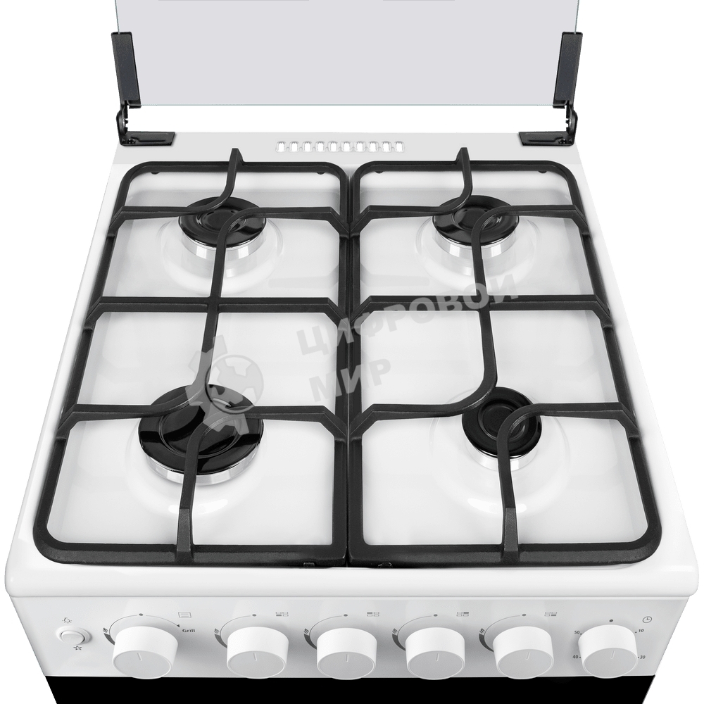 Плита газовая Maunfeld MGC50GCW08D белый, конфорок 4 шт, духовка 59 л, 50 см x 89 см x 65 см