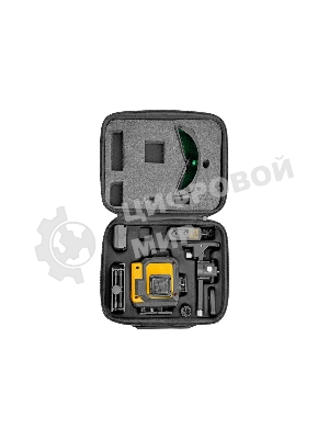 Лазерный уровень мультипризменный Denzel DLV-360-3T, 30 м, зеленый луч, Li-Ion 2,4 Aч, штатив