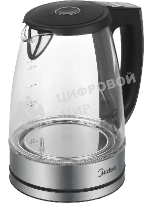 Чайник электрический Midea MK-8019, мощность 2200 Вт, объем 1.7 л, цифровой дисплей, регулировка температуры нагрева, 6 режимов нагрева, поддержание температуры, подсветка