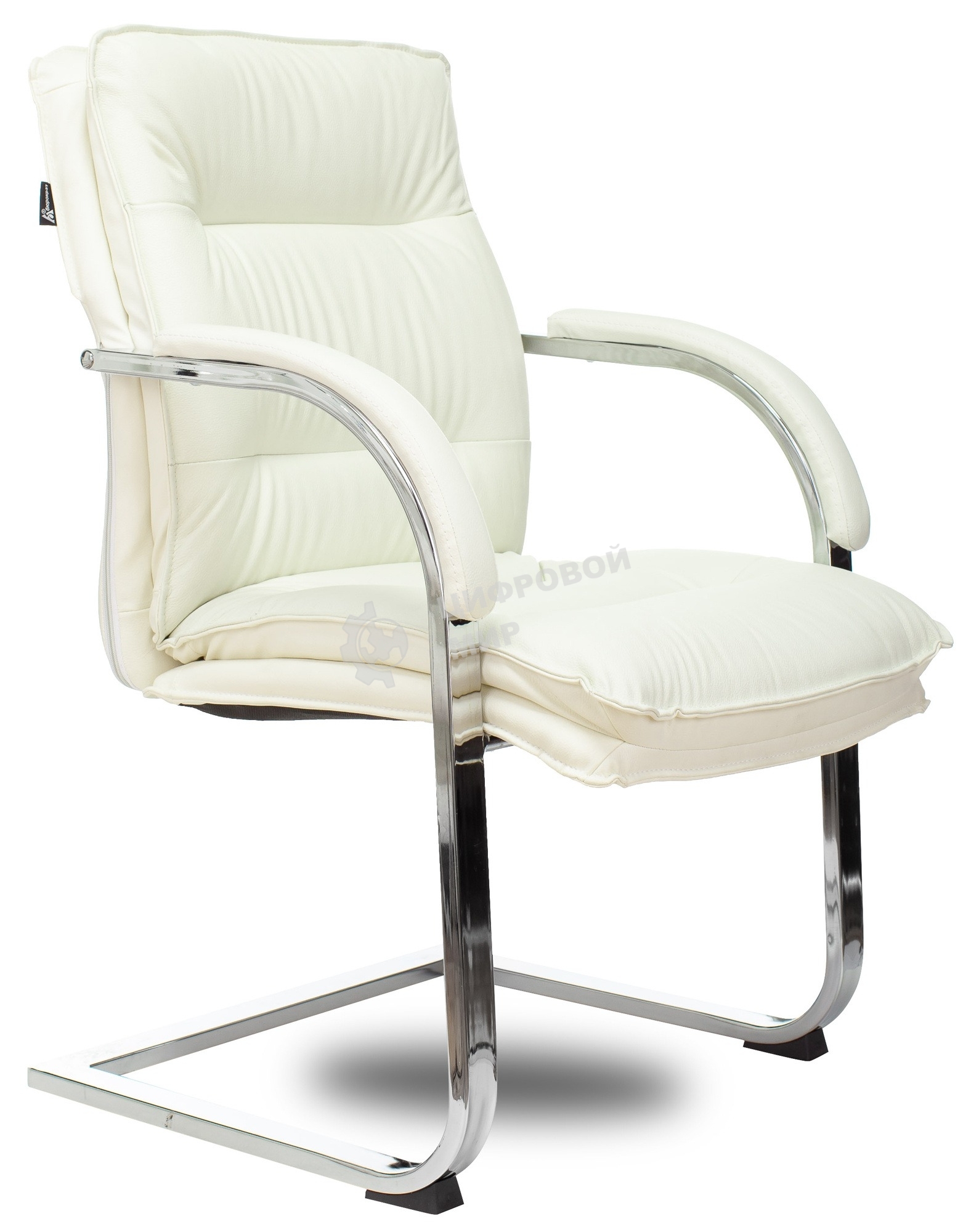 Кресло офисное Бюрократ T-9927SL-LOW-V слоновая кость, кожа, низк.спин. полозья, металл хром