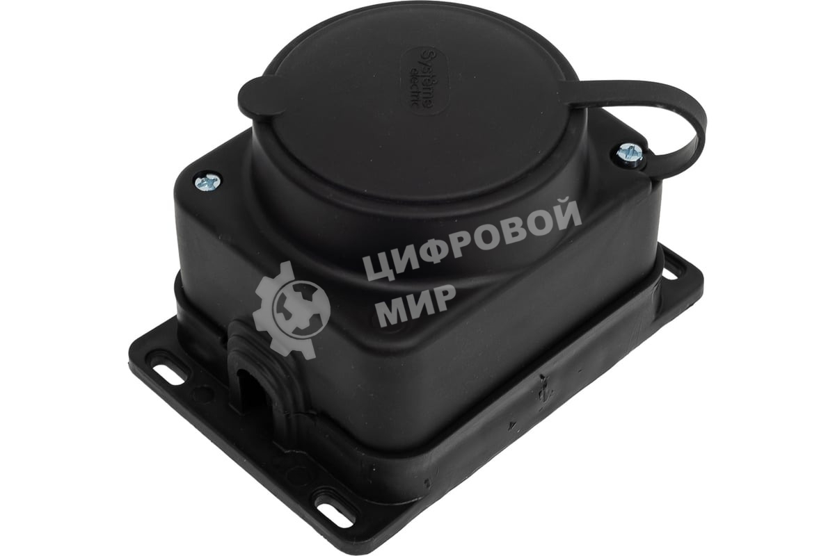 Колодка MultiSet 1х розетка 2К+З 16А/250В IP44 каучуковая черн. SE MST4003BK