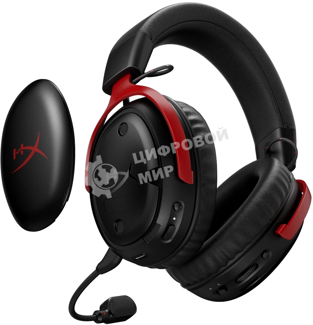 Гарнитура HyperX Cloud III S Wireless чёрный/красный, беспроводная, радиоканал, до 120 ч, съёмный микрофон, совместимость с PS5
