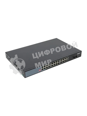 Коммутатор EKF TSX-U-2GX/SFP-24GTP-R, 24×1 Гбит/с PoE + 2×1 Гбит/с SFP, неуправляемый