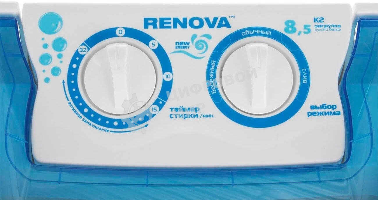 Стиральная машина Renova WS-85PE (R) белый, загрузка вертикальная 8,5 кг, отжима нет, класс: А