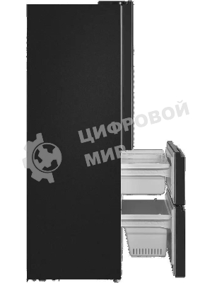 Холодильник Maunfeld MFF180NFBE01 черный трехкамерный 224/113л морозилка снизу, No Frost