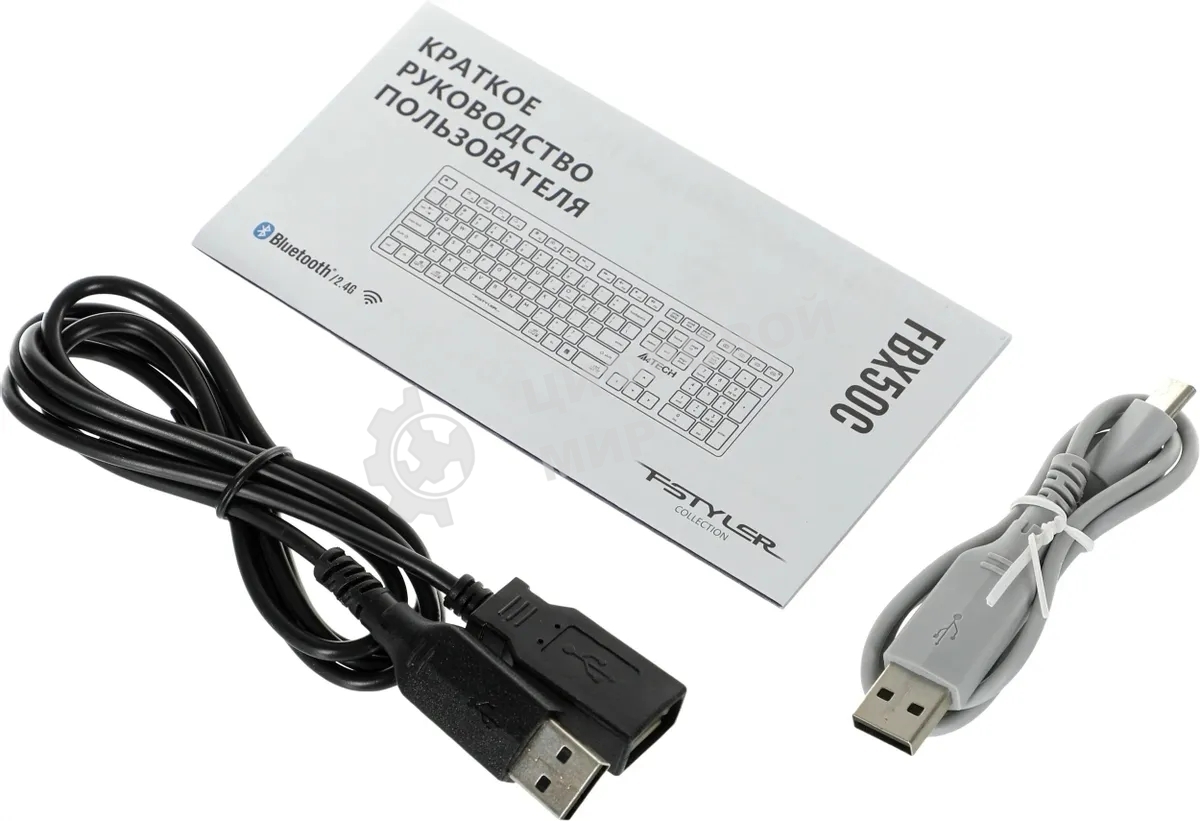 Клавиатура беспроводная A4Tech Fstyler FBX50C, USB, Bluetooth/Радиоканал, белый