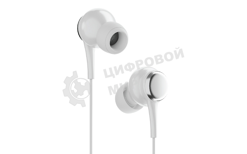Наушники-гарнитура OLMIO Fly 3.5мм, белые, с микрофоном и кнопкой ответа