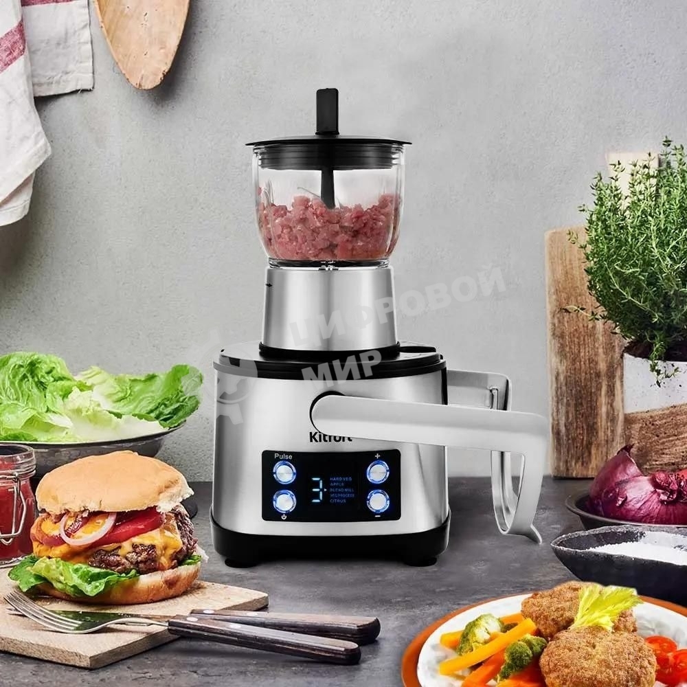 Кухонный комбайн Kitfort KT-1395 800Вт серебристый/черный