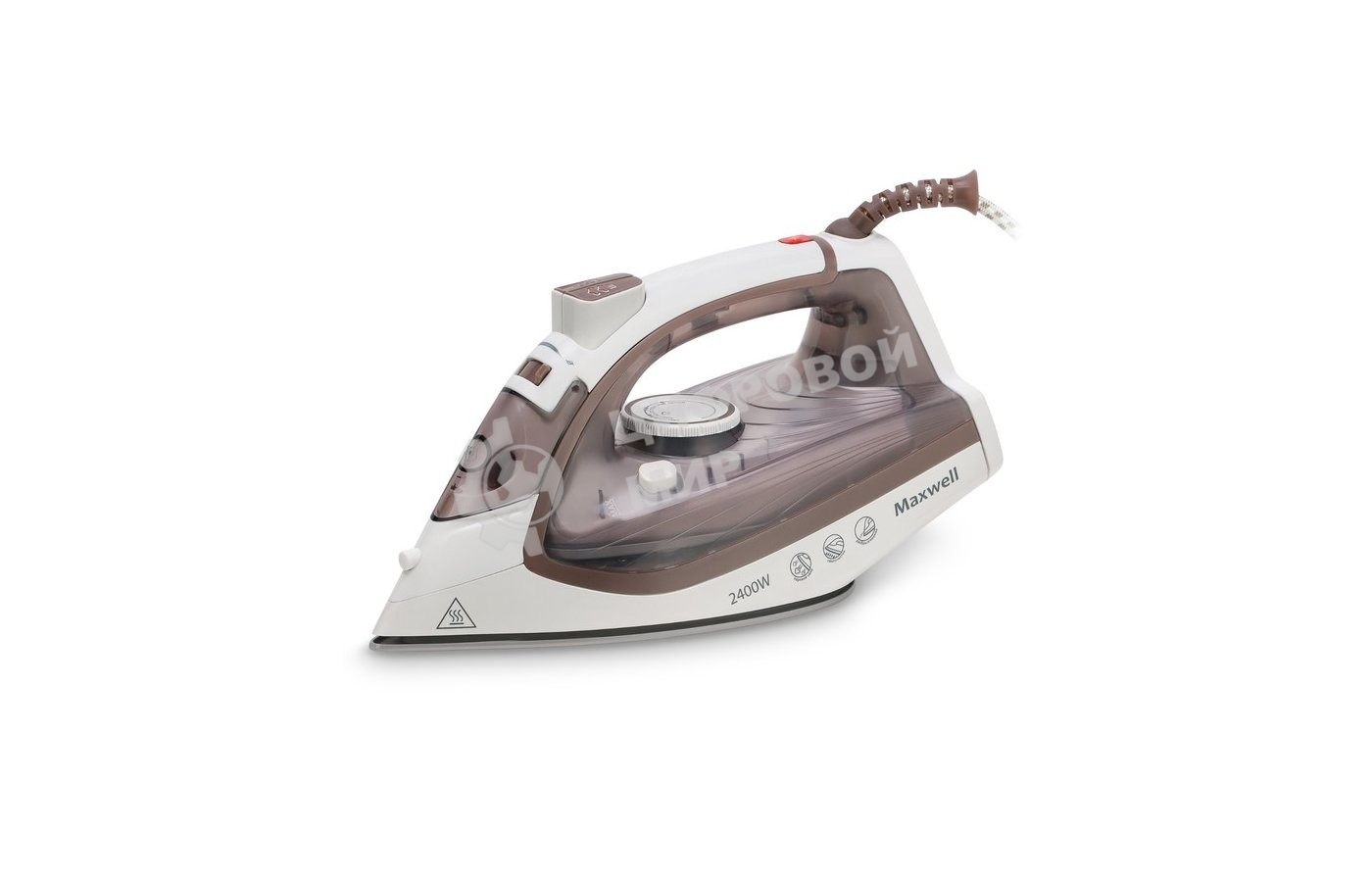 Утюг Maxwell MW-3047 белый/коричневый, 2400 Вт, 30 г/мин, 120 г/мин, 260 мл