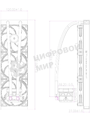 Система жидкостного охлаждения Thermalright Frozen Warframe 360 ARGB Soc-AM5/AM4/1200/1700/1851 черный 4-pin 29.8dB Al LCD Ret (F-WFRAME-360-BL-ARGB)