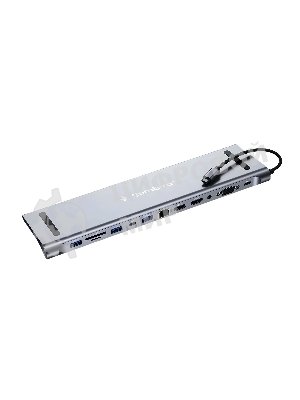 USB-концентратор Gembird UHB-D6, USB Type-C, USB 2.0/RJ45/USB Type-C PD87W/Jack 3.5 / SD/TF/2xHDMI/VGA, USB Type-C