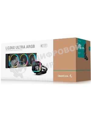 Система жидкостного охлаждения Deepcool LQ360 Ultra ARGb Soc-AM5/AM4/1200/1700/1851 черный 4-pin 38.71dB Al LCD 350W 1840gr Ret (R-LQ360-BKASMC-G-1)
