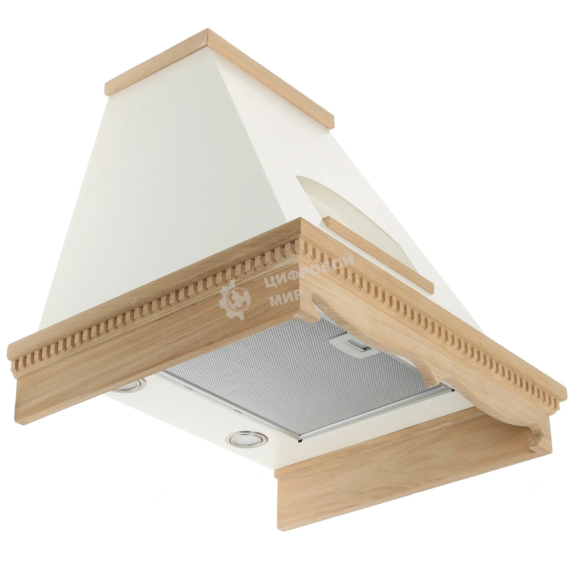 Вытяжка каминная Elikor Бельведер 60П-650-П3Д бежевый/дуб, 60 см, 650 куб. м/ч, 60 дБ