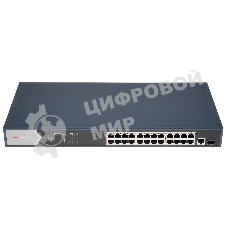 Коммутатор Hikvision DS-3E0526P-E, 24×1 Гбит/с PoE+ + 1×1 Гбит/с SFP, неуправляемый