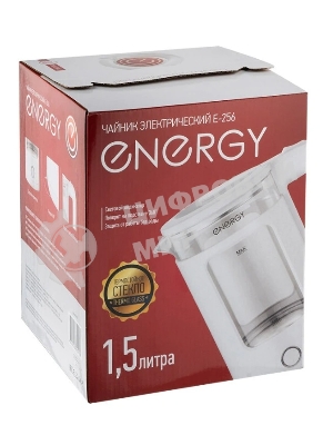 Чайник электрический Energy E-256 1500Вт, 1,5л стекло, белый