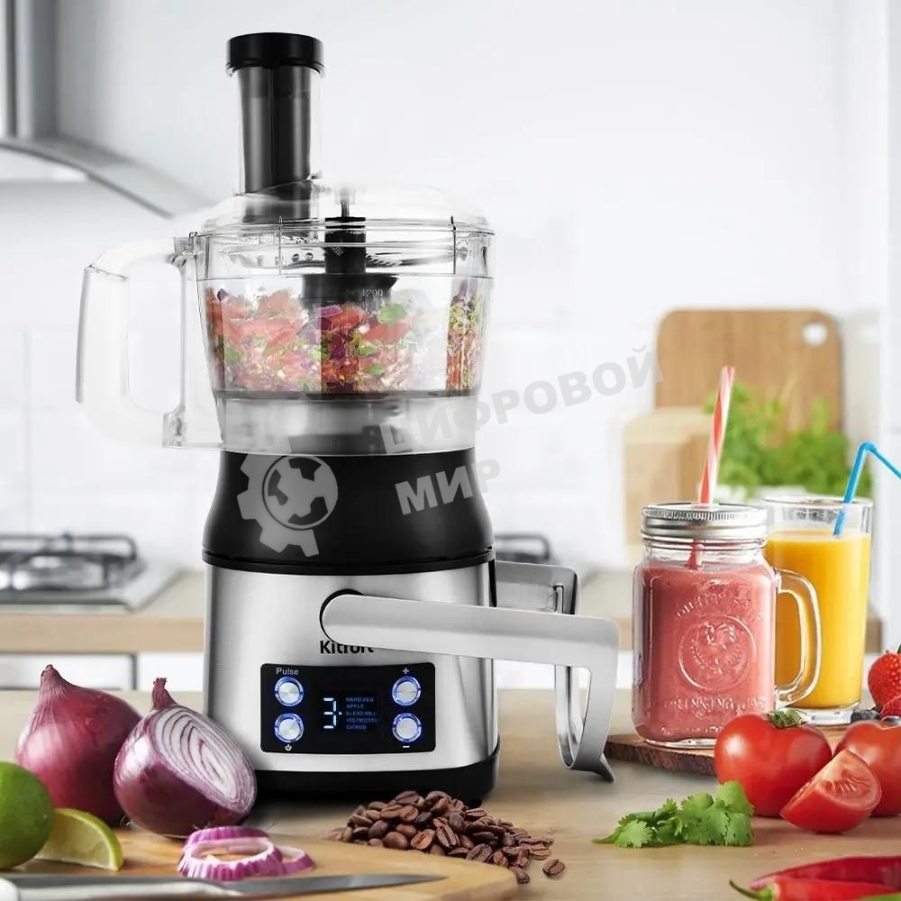 Кухонный комбайн Kitfort KT-1395 800Вт серебристый/черный