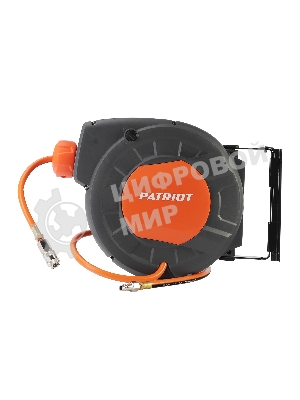 Шланг Patriot 520002435 пневматический армированный на автоматической катушке PHC 15/16 (прямой, ПВС армированный, длина 15 м, диаметр 10х16, раб/макс давление 10/20 бар, мин/макс температура -5/45С, быстросъем рапид, резьба 1/4)