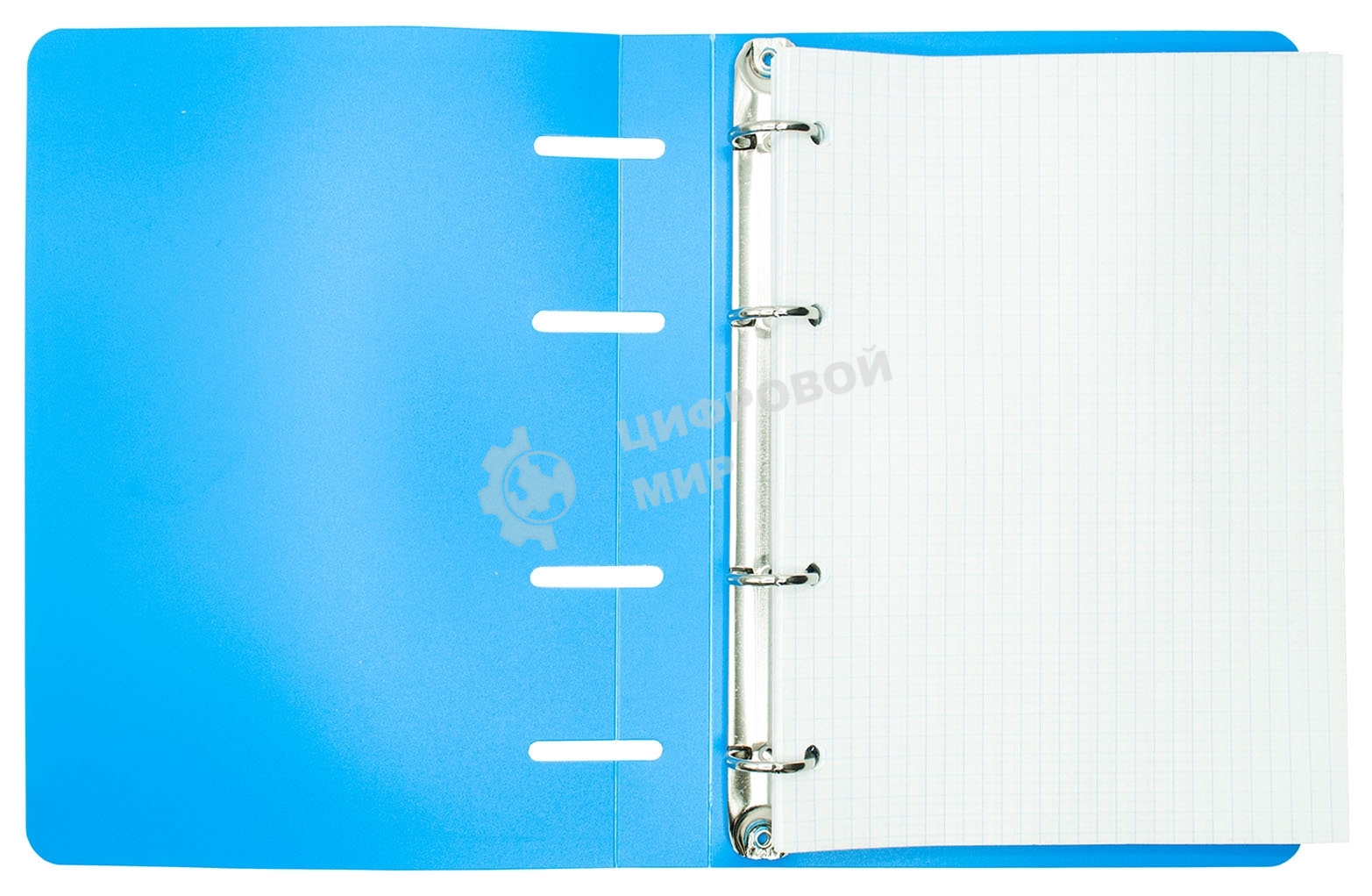 Тетрадь на кольцах Silwerhof 1848212 80 листов, клетка, A5, пластик кольца голубой