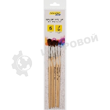 Набор кистей Silwerhof Color (набор 5шт) пони круглая №1-5, деревянная ручка