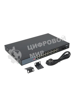 Коммутатор EKF TSX-U-2GX/SFP-24GTP-R, 24×1 Гбит/с PoE + 2×1 Гбит/с SFP, неуправляемый
