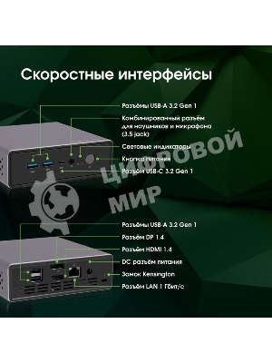 Мини ПК Digma Pro Minimax U1 i3 1215U (1.2) 16Gb SSD512Gb UHDG Windows 11 Pro GbitEth WiFi BT 60W темно-серый/черный (DPP3-ADXW03)
