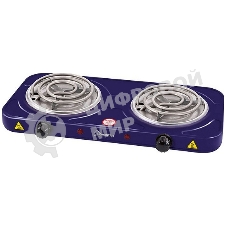 Плита настольная электрическая Homestar HS-1105 сапфир, 2 кВт, ТЭН, конфорки - 2, эмаль, поворотные переключатели