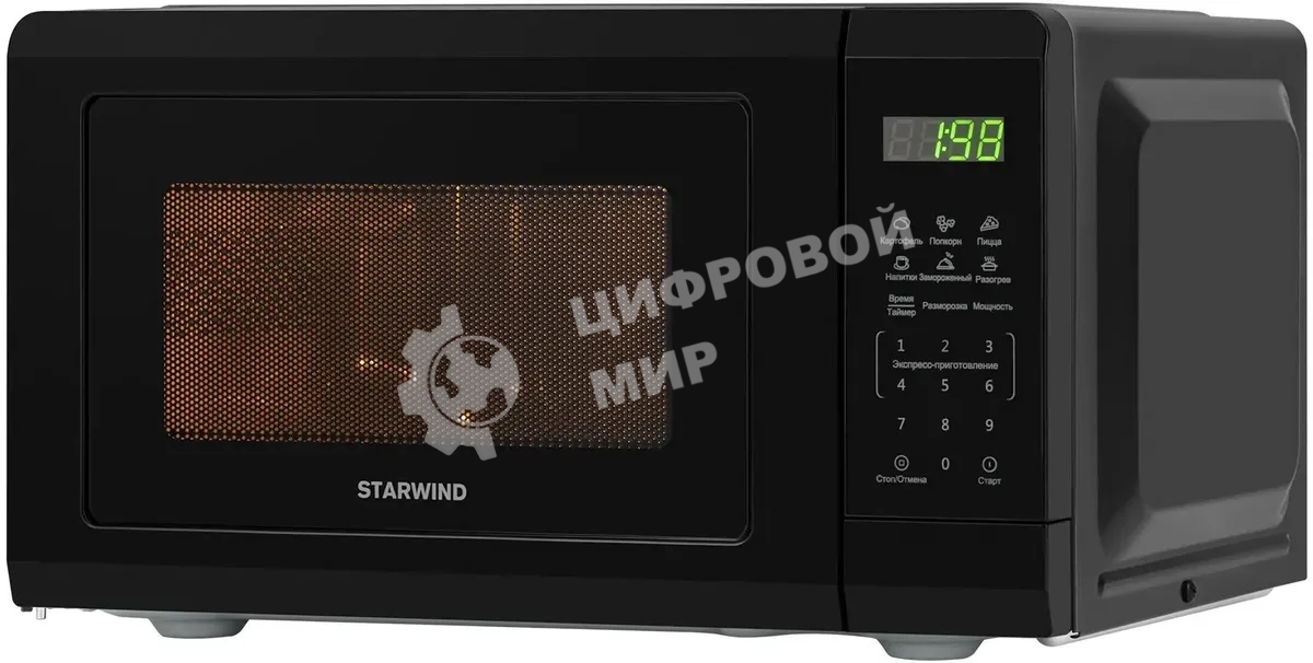 Микроволновая печь Starwind SMW4320 черный, 20 л, 700 Вт, переключатели - сенсор