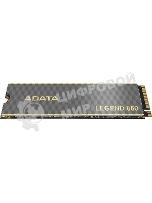 Накопитель SSD ADATA LEGEND 860, 500Gb, PCIe 4.0 x4, M.2 2280, NVMe, R/W 5000/3000, с радиатором