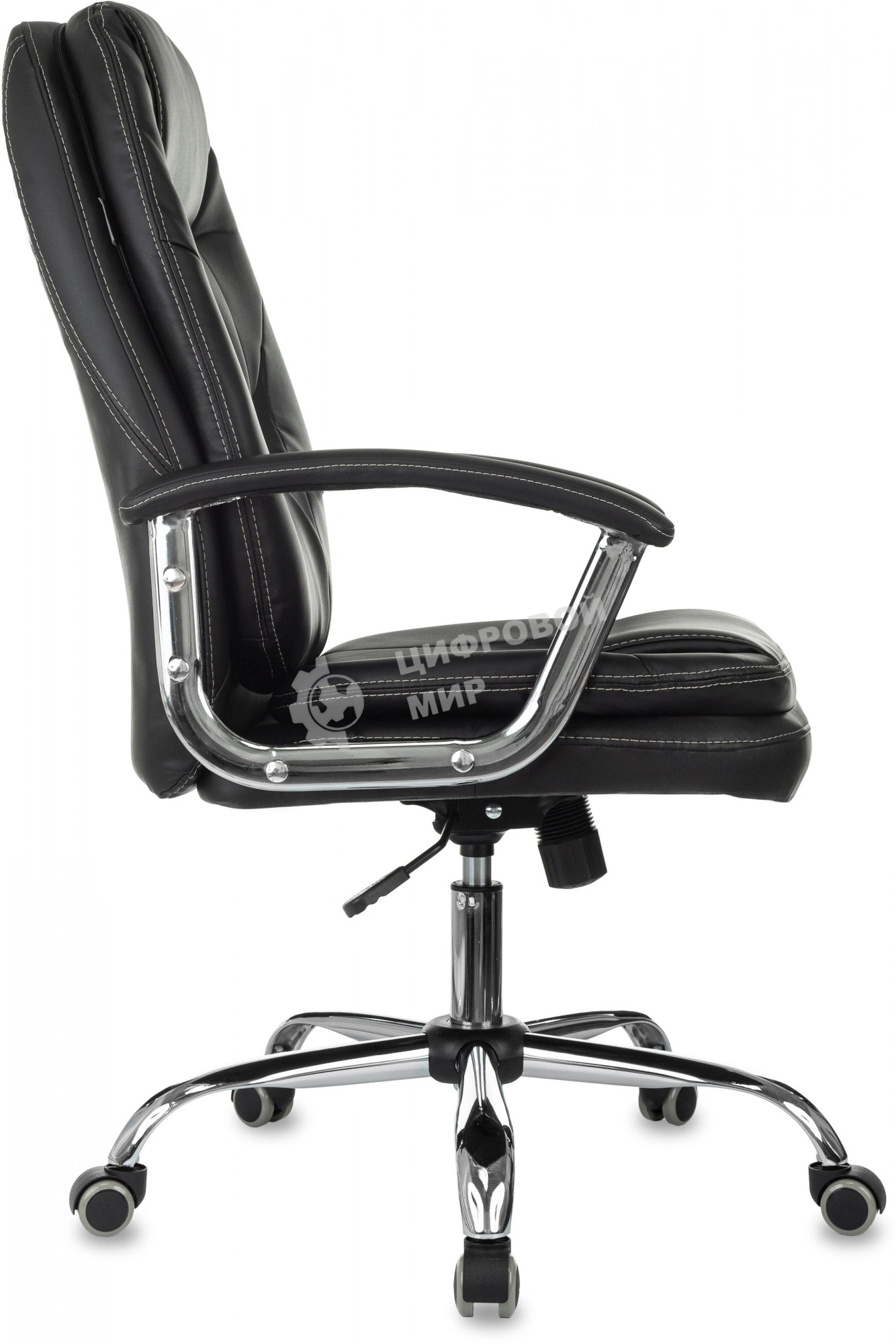 Кресло руководителя Бюрократ CH-868SL черный, эко.кожа, крестов. металл хром