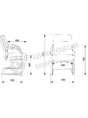 Кресло офисное Бюрократ T-9927SL-LOW-V слоновая кость, кожа, низк.спин. полозья, металл хром