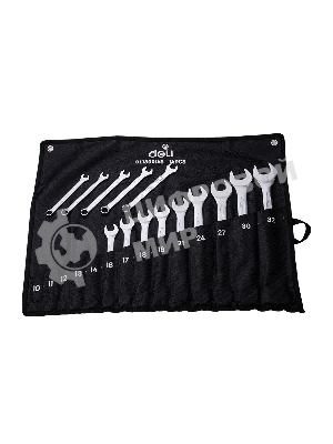 Набор комбинированных гаечных ключей 14 шт Deli DL130014B Спецификация: 10 мм, 11 мм, 12 мм, 13 мм, 14 мм, 16 мм, 17 мм, 18 мм, 19 мм, 21 мм, 24 мм, 27 мм, 30 мм, 32 мм. Матовая хромированная поверхность. Тканевая упаковка.