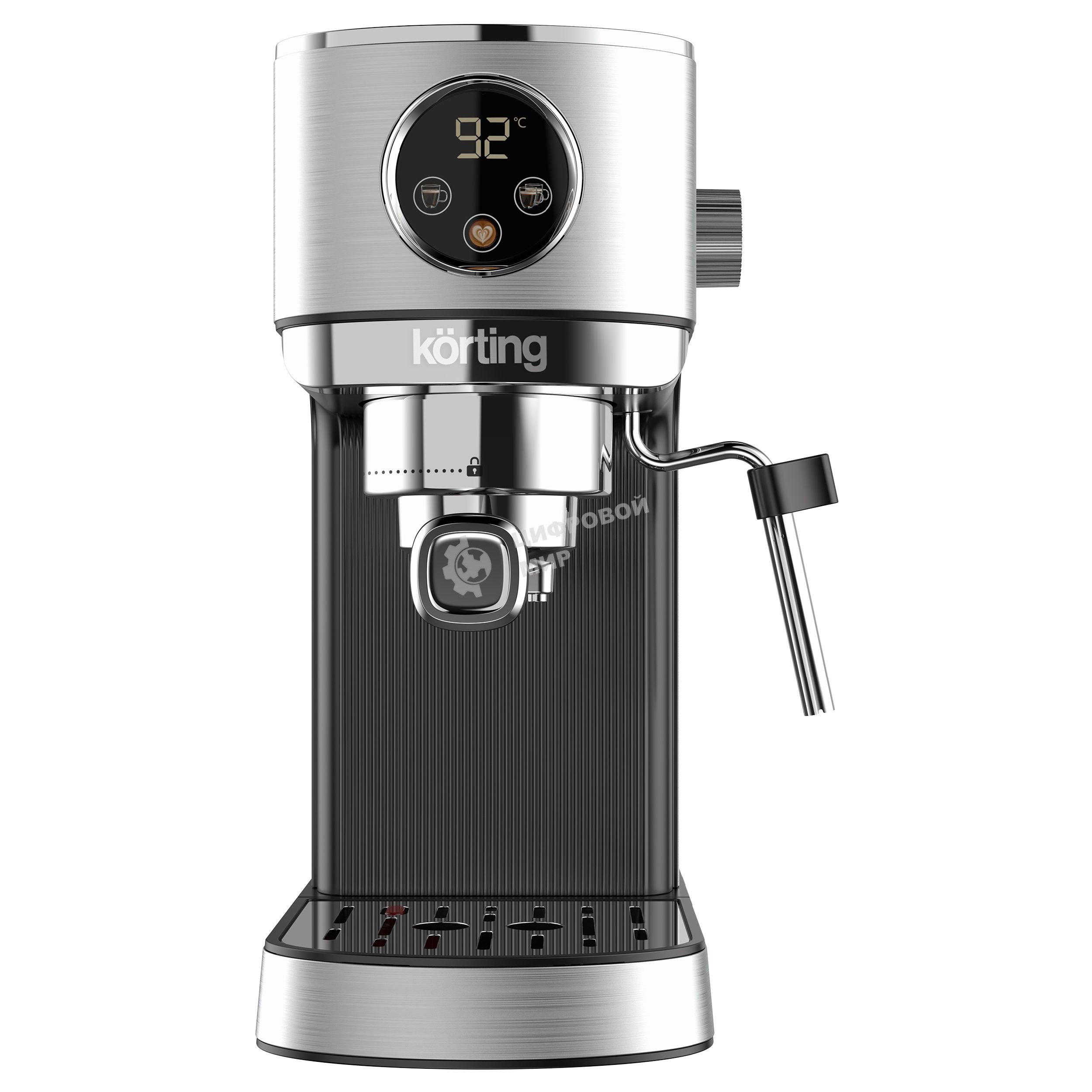 Кофеварка рожковая Korting KCM 1001 EX нержавеющая сталь, молотый, 1.2 л, 1350 Вт, 20 бар