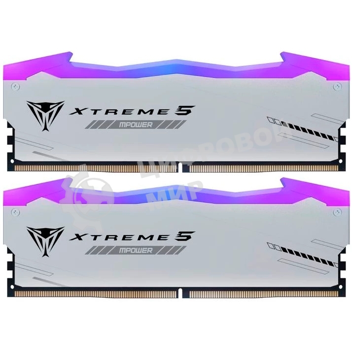 Оперативная память Patriot Viper Xtreme 5, DDR5, 48GB (2x24GB), 8000MHz, CL38, DIMM, с радиаторами, RGB, серебристый