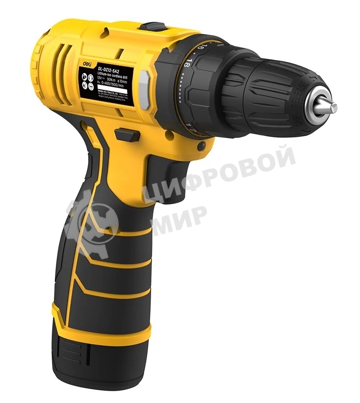 Дрель-шуруповерт аккумуляторная Deli DL-DZ12-5A2, 12В, 1 АКБ, Кейс