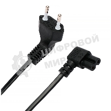 Кабель питания Cablexpert PC-184A-VDE-1.8M CEE 7/16-C7, 2x0.75мм2, 2.5А, VDE, угл.разъемы, 1.8м, черный, пакет